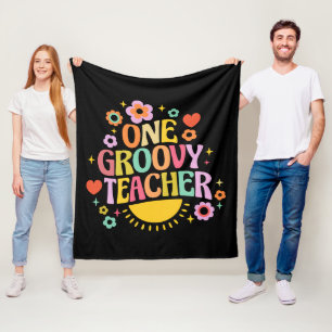 One groovy teacher fleece blanket
