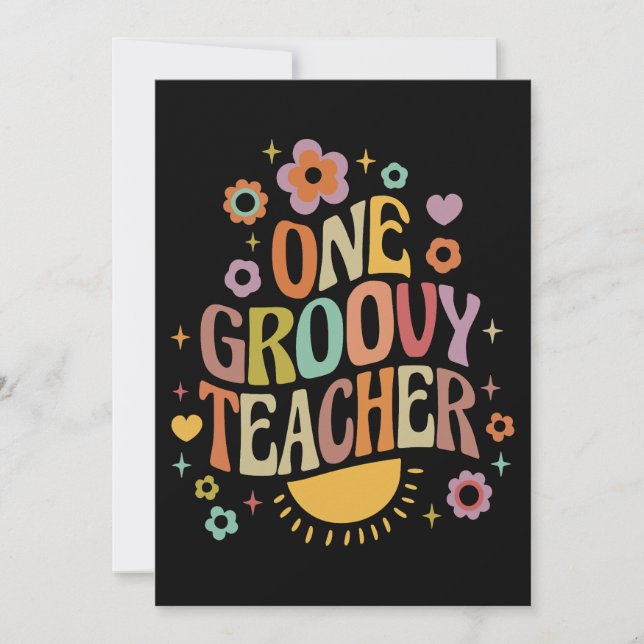 One groovy teacher invitation (Front)