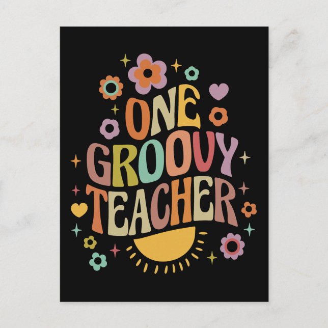 One groovy teacher postcard (Front)