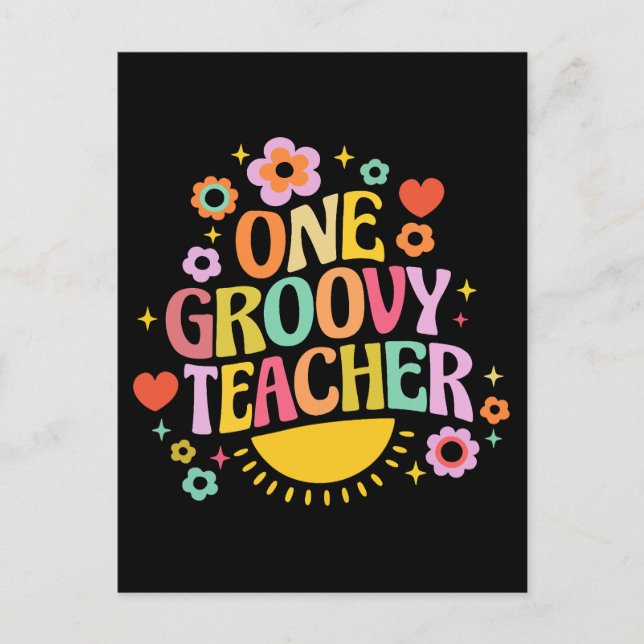 One groovy teacher postcard (Front)
