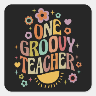 One groovy teacher square sticker