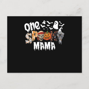 One Halloween Spooky Mama Leopard Groovy Witch Holiday Postcard