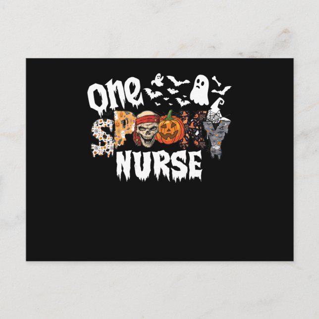 One Halloween Spooky Nurse Leopard Groovy Witch Holiday Postcard (Front)