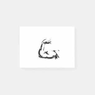 One hand biceps post-it notes