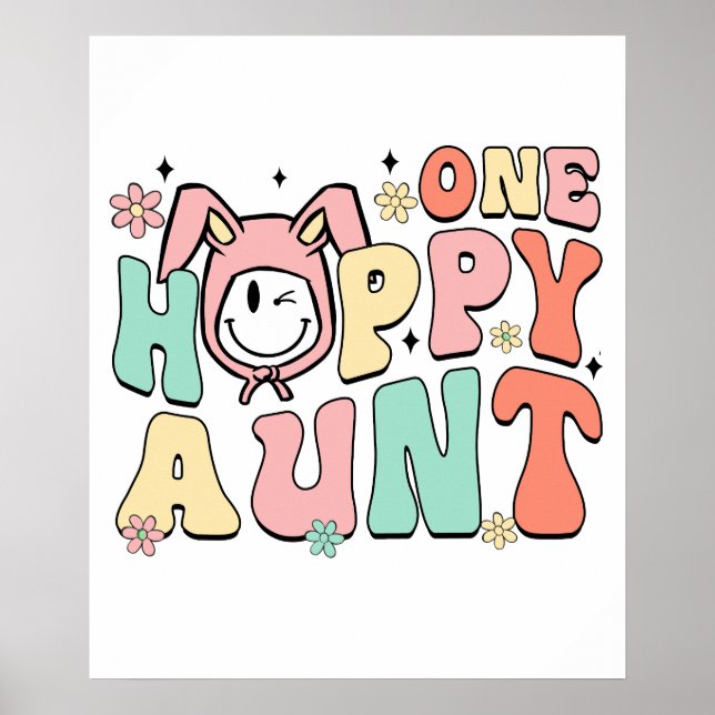 one happy aunt, retro, vintage poster (Front)