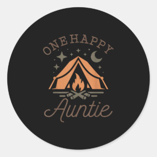 One happy auntie camper 1st birthday camping classic round sticker
