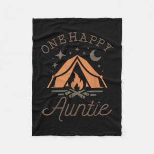 One happy auntie camper 1st birthday camping fleece blanket