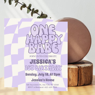 One Happy Babe Girl 1st Birthday Personalised Invitation