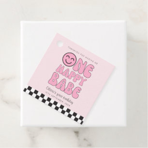 One Happy Babe Happy Face Pink Favour Tags