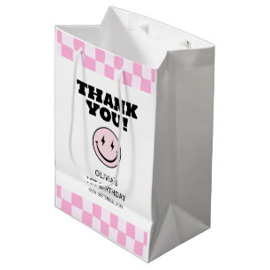 One Happy Babe Pink Chequered Birthday Medium Gift Bag
