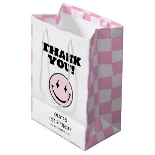 One Happy Babe Pink Chequered Birthday Medium Gift Bag