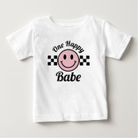 One Happy Babe Pink Smile Face Birthday Matching