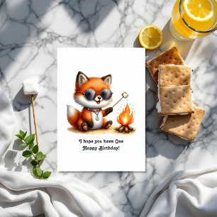 “One Happy Birthday” Woodland Camping 1st Birthday Card