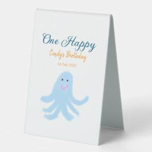 One happy blue octopus under the sea birthday