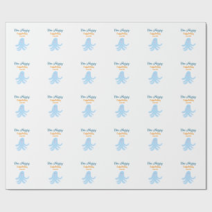 One happy blue octopus under the sea birthday wrapping paper