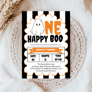 One Happy Boo Boy 1st Birthday Party Invitation