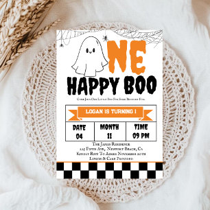 One Happy Boo Boy 1st Birthday Party Invitation