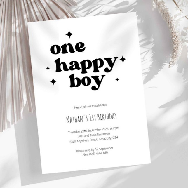 One Happy Boy 1st Birthday Invitation First Bday (Creator Uploaded)