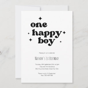 One Happy Boy 1st Birthday Invitation First Bday