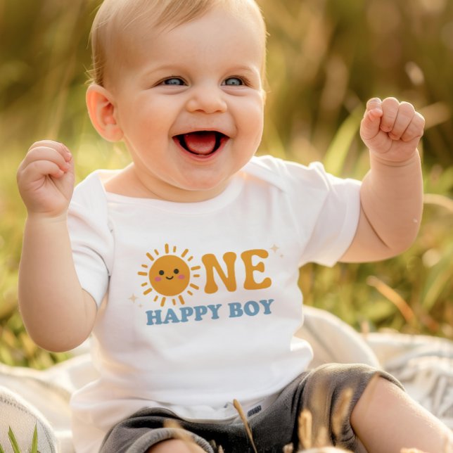 ONE Happy Boy First Birthday Onsie, 1st Birthday Baby Bodysuit (Creator Uploaded)