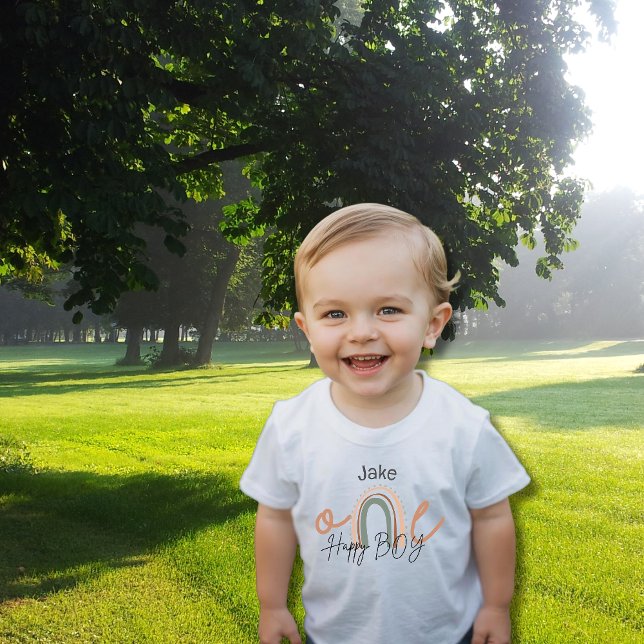One Happy Boy – Rainbow 1st Birthday Personalised Baby T-Shirt (Creator Uploaded)