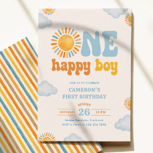 One Happy Boy Sunshine 1st Birthday Invitation