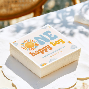 One Happy Boy Sunshine 1st Birthday Napkin