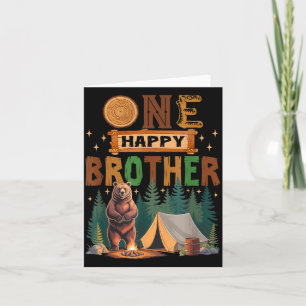 One Happy Brother Camper 1st Birthday Camng Bear Card