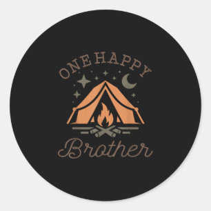 One happy brother camper 1st birthday camping classic round sticker