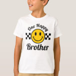 One Happy Brother Yellow Smile Birthday Matching T-Shirt<br><div class="desc">One happy brother yellow happy smile boy first birthday matching boy t-shirt.</div>