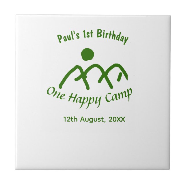 One happy camp green mountain sun 1st birthday  ceramic tile (Front)