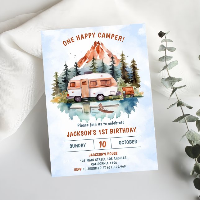 One Happy Camper 1st Birthday Camping Party  Invitation (Creator Uploaded)