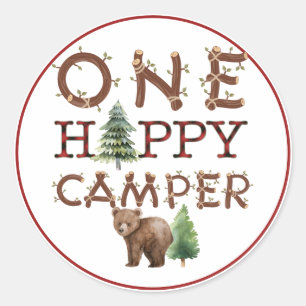 One Happy Camper 1st Birthday Favour Sticker