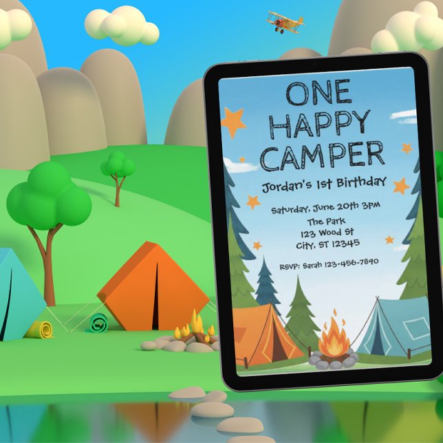 One Happy Camper, 1st birthday invitation (Creator Uploaded)
