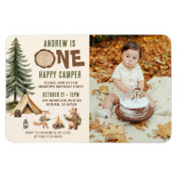 One Happy Camper 1st Birthday Invitation Magnet