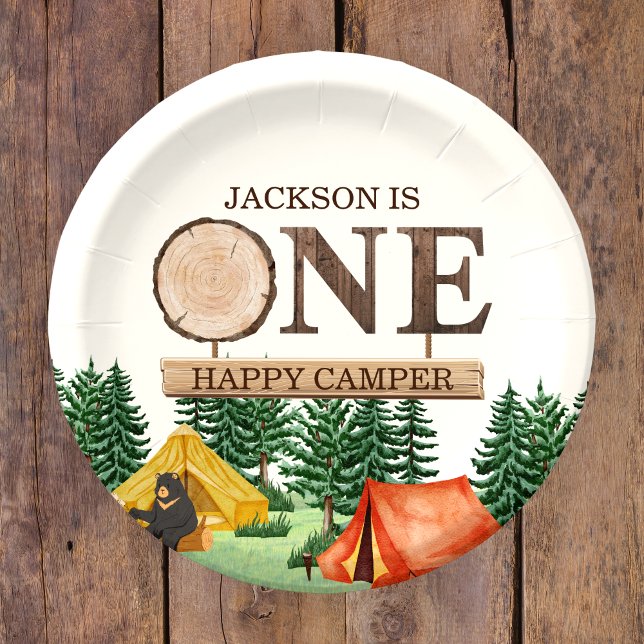 ONE Happy Camper 1st birthday Paper Plate (Creator Uploaded)
