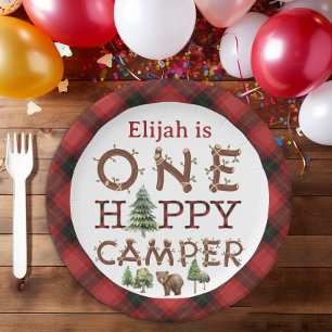 One Happy Camper 1st Birthday  Paper Plate