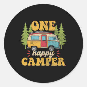 One Happy Camper 1st Birthday Party Retro Mothers Classic Round Sticker