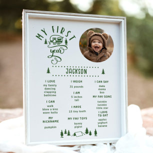 One happy camper 1st Birthday Photo Milestone Poster
