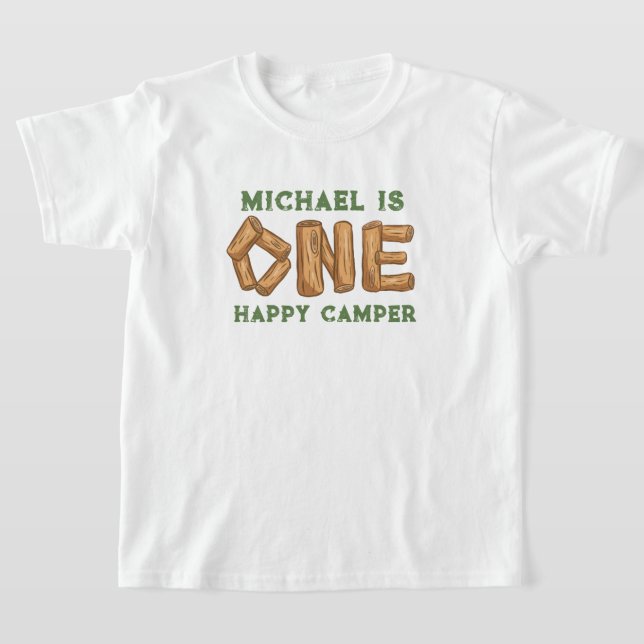 One Happy Camper 1st Birthday T-Shirt (Laydown)
