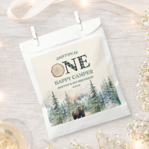 ONE Happy Camper Bear 1st Birthday Party Favour Bag