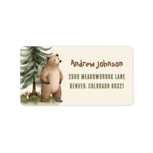 One Happy Camper Bear Return Address Labels