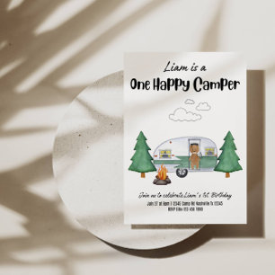 🎉 One Happy Camper Birthday – Adventure Awaits! Invitation