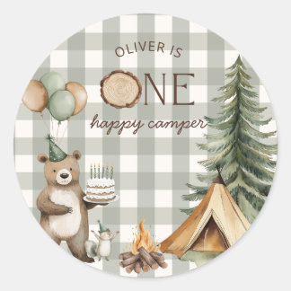 One Happy Camper Birthday Camping 1st Classic Round Sticker