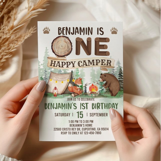 One Happy Camper Birthday Camping Invitation  (Creator Uploaded)