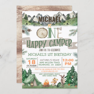 One Happy Camper Birthday Invitation