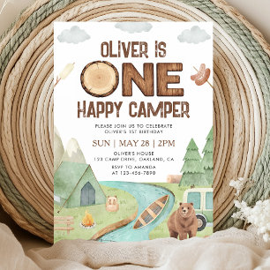 One Happy Camper Birthday Invitation