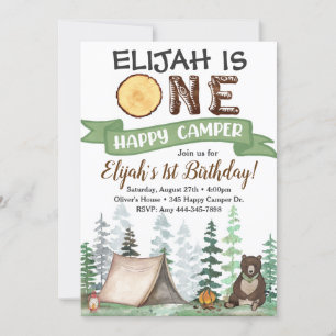 One Happy Camper Birthday Invitation 1st Birthday