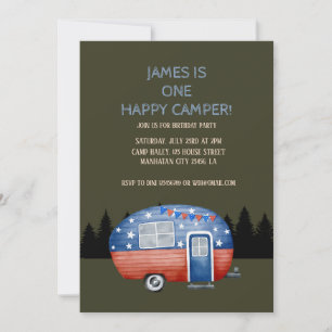 One Happy Camper Birthday Kids Invitation