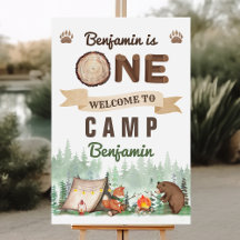 One Happy Camper Boy 1st Birthday Welcome Sign